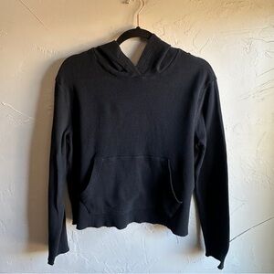 Pact Organic Cotton Hoodie Black Waffle Knit Cropped Minimalist Clean Girl S